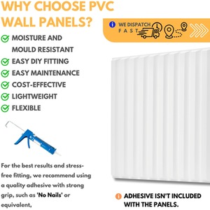 3D Wall Panels (50x50 cm) PVC Cladding Panel in 3D Fluted Line Design by NOVECRAFTO