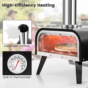Outdoor Rotatable Pizza Oven - Black by Costway