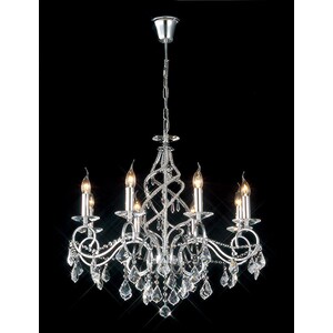 Torino Ceiling Pendant Chandelier 8 Light Polished Chrome, Crystal - Polished Chrome