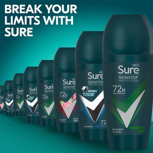 Sure Men Antiperspirant Deodorant Roll On 72H Nonstop, Quantum Dry - 50ml - 6 by Sure