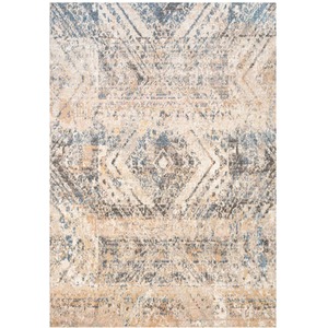 Beige Multicolour Distressed Diamond Living Area Rug by The Rug House