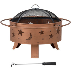 Sunjoy Wood Burning Fire Pit Garden Backyard Outdoor Fire Pit - Cooper / Steel Card by Sunjoy