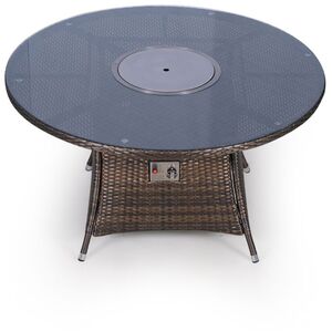 Arizona Fire Pit Round Rattan Patio Dining Set - Brown / 6 by Giardino