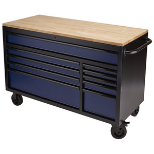 Draper Bunker Roller Workstation with Workbench - Blue / Roller Tool Cabinet, 10 Drawer by Draper