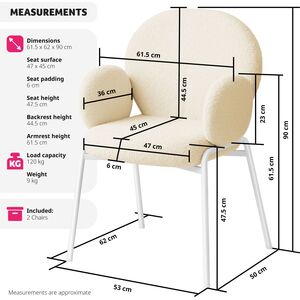 Dining Chair Scandi - Padded Boucle Cover, High Backrest by tectake