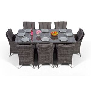 Savannah Square Rattan Patio Dining Set - Grey / 8 by Giardino