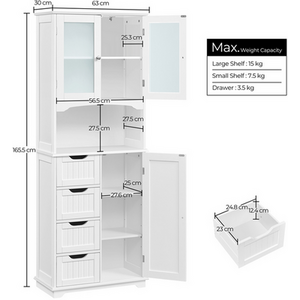 Freestanding Wooden Cupboard with Open Compartment - White by Yaheetech