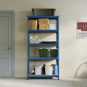 5 Tier Heavy Duty Adjustable Steel Garage Shelving Unit - 875kg Weight Capacity - Blue / 30cm by Vida Designs