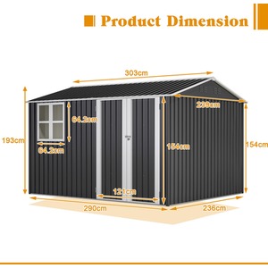 BIRCHTREE Garden Shed with Window - Anthracite / 10x8ft by BIRCHTREE