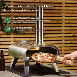 Pizza Oven Outdoor Tabletop with Accessories - Silver by VonHaus