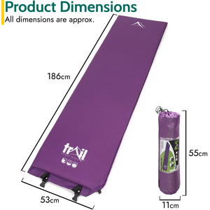 Single Self Inflating Camping Mat 3cm - Purple by Trail