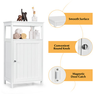Bathroom Single Door Floor Cabinet - White by Costway