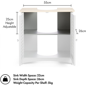 Shrewsbury Under Sink Bathroom Cabinet - Grey by VonHaus