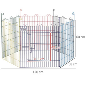 Pet Playpen Crate with Six Panels - Red / 120cm by PawHut