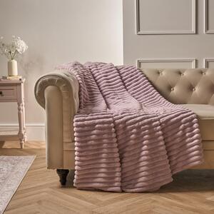Faux Fur Thick Rib Throw by OHS