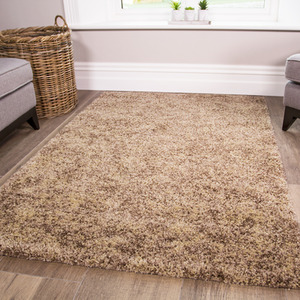 Super Soft Natural Taupe Mottled Shaggy Area Rug by The Rug House