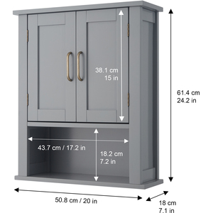 Wooden Bathroom Grey Medicine Cabinet - Grey by Teamson Home