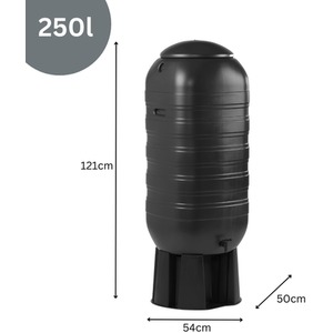 250L Slimline Water Butt Set - Black by Strata