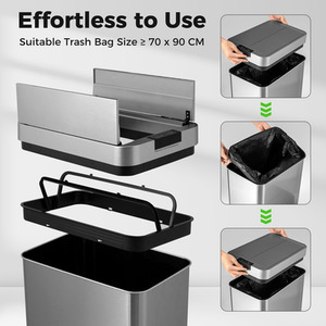 Slim Kitchen Trash Can - Silver by Costway