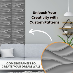 3D Wall Panels (50x50 cm) PVC Cladding Panel Wavy Wave Effect by NOVECRAFTO
