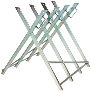 Sawhorse - steel with 4 stem holders, foldable with handles - Grey by tectake