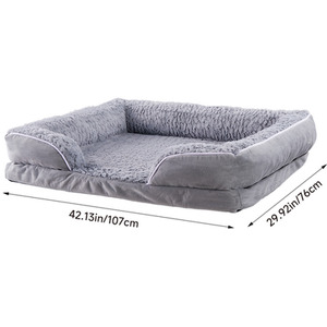 Removable Velvet Dog Bed with Non-Slip Base - Grey / Large by Livingandhome