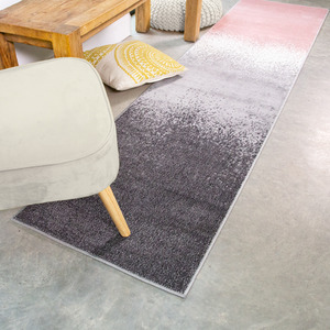 Blush Pink Grey Super Soft Distressed Gradient Area Rug - Blush Pink / 240 x 60cm by The Rug House