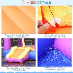 Outsunny Kids Bounce Castle 3 in 1 Trampoline Slide - Purple by Outsunny