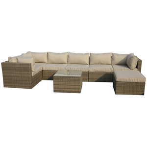 Rattan 7 Seater Modular Outdoor Garden Sofa - Nature by Furniture One