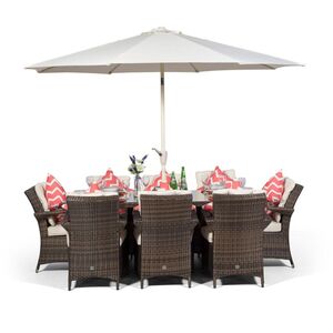 Arizona Square Rattan Patio Dining Set - Brown / 8 by Giardino