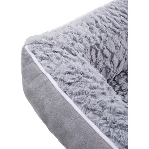Removable Velvet Dog Bed with Non-Slip Base - Grey / Large by Livingandhome