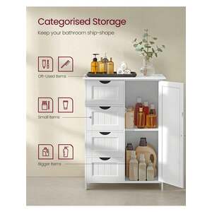 VASAGLE Bathroom Storage Cabinet with 4 Drawers - White by VASAGLE