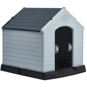 Kidkid Dog Kennel Large Plastic Pet Garden House - Black + White + Grey / 75cm by Kidkid