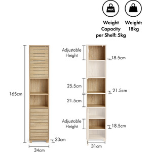 Freestanding Tall Bathroom Cabinet - Natural by VonHaus
