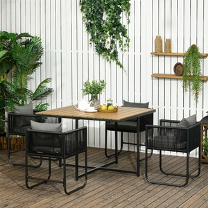 Outsunny Space-saving Design Rattan Cube Dining Sets - Black by Outsunny