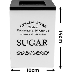 3 Piece Tea Coffee Sugar Canister Set with Stand - White - White by Maison Des Cadeaux