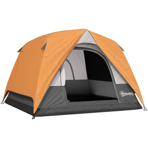 Outsunny 3-4 Person Camping Tent, 3-4 Man Tent - Orange by Outsunny