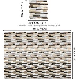 Stone Glossy Mosaic 3D Stick on Tile Sticker - Brown by Walplus