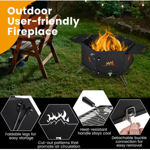 Portable Charcoal Grill Stove - Black by GAINOOM