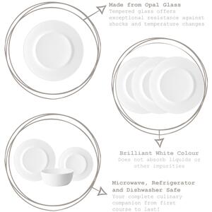 Bormioli Rocco 18 Piece Toledo Glass Dinner Set - White by Bormioli Rocco