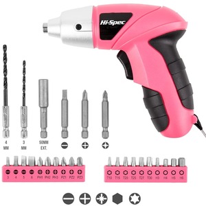 Electric Screwdriver Cordless 23 Drill Bit Set Pink - Pink