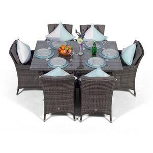 Savannah Square Rattan Patio Dining Set - Grey / 6 by Giardino