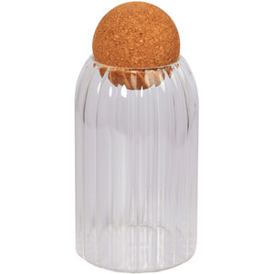 Ribbed Glass Jar with Cork Lid - Clear