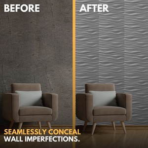 3D Wall Panels (50x50 cm) PVC Cladding Panel Wave Effect Design by NOVECRAFTO