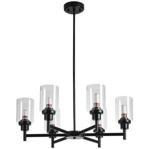 6-Light Chandelier with Glass Lampshade - Black by Livingandhome