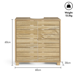Freestanding Under Sink Bathroom Cabinet with 2 Internal Shelves - Natural by VonHaus