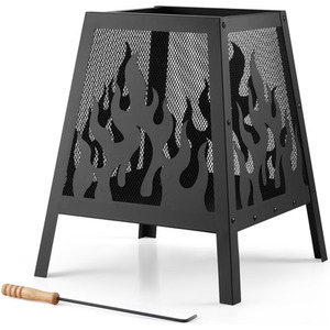 Square Small Flame Fire Pit - Black by VonHaus