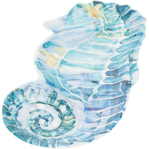 Neptune Melamine Sea Horse Plate - Blue