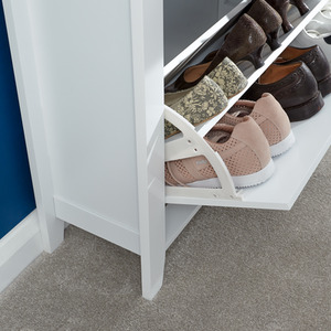 Deluxe Two Tier Shoe Cabinet - White by GFW