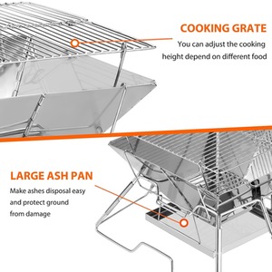 Portable Fire Pit BBQ For Camping - Silver